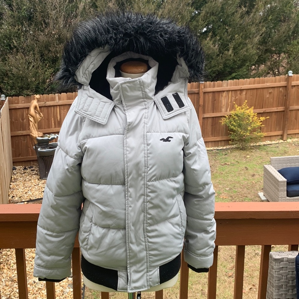Men's Hollister Puffer Collection Coat | Size XS | Light Grey